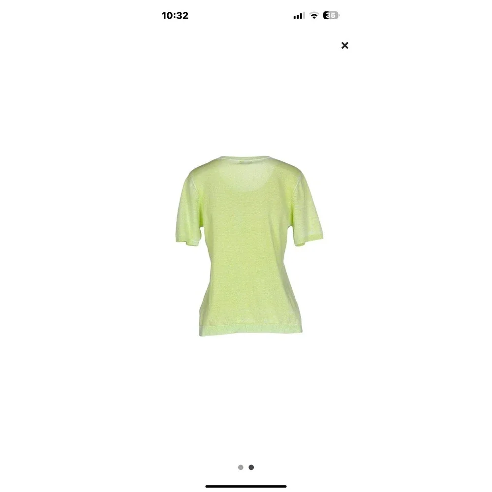 Barbara Leber Womens Lime Green Rhinestones Round Neck Cotton Sweater Sz 12